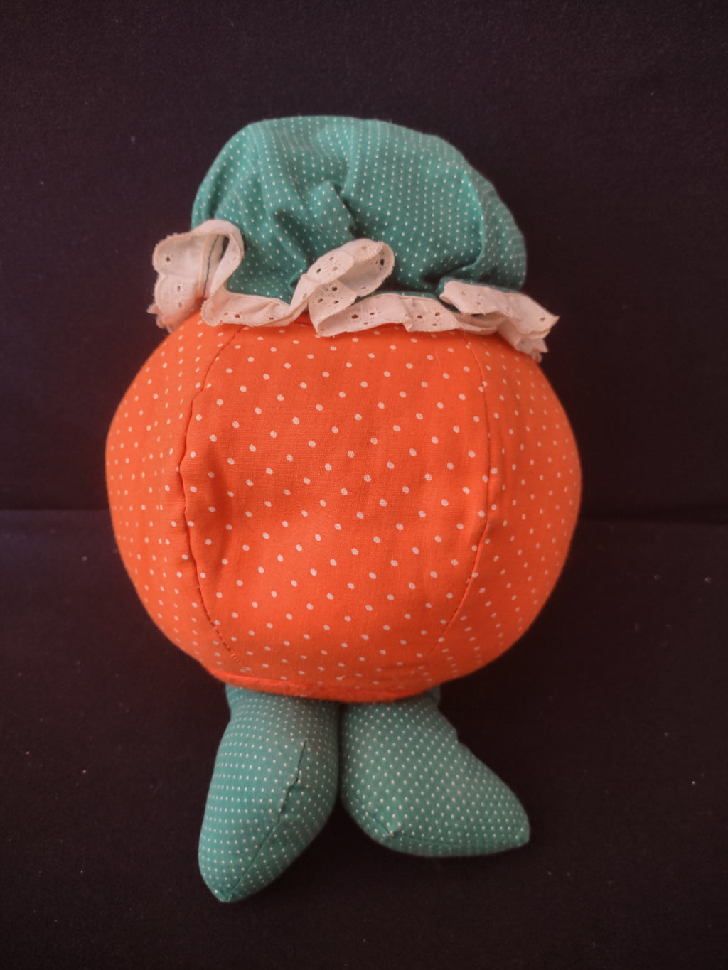 Vintage Halloween Primitive Plush Pumpkin with Hat & Legs x 2 (lot 3004j)