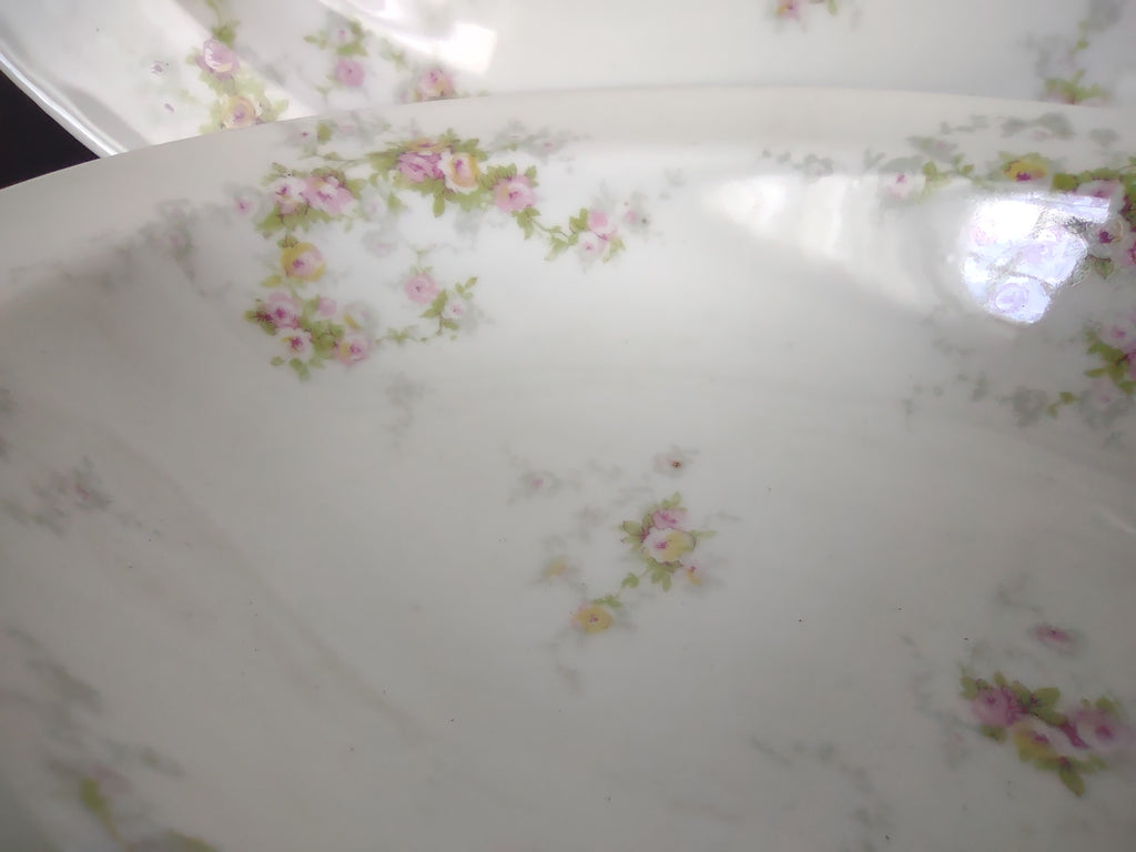 Haviland Limoges Schleiger 149 Set Serving Bowl + Platter Yellow Rose (lot 913)