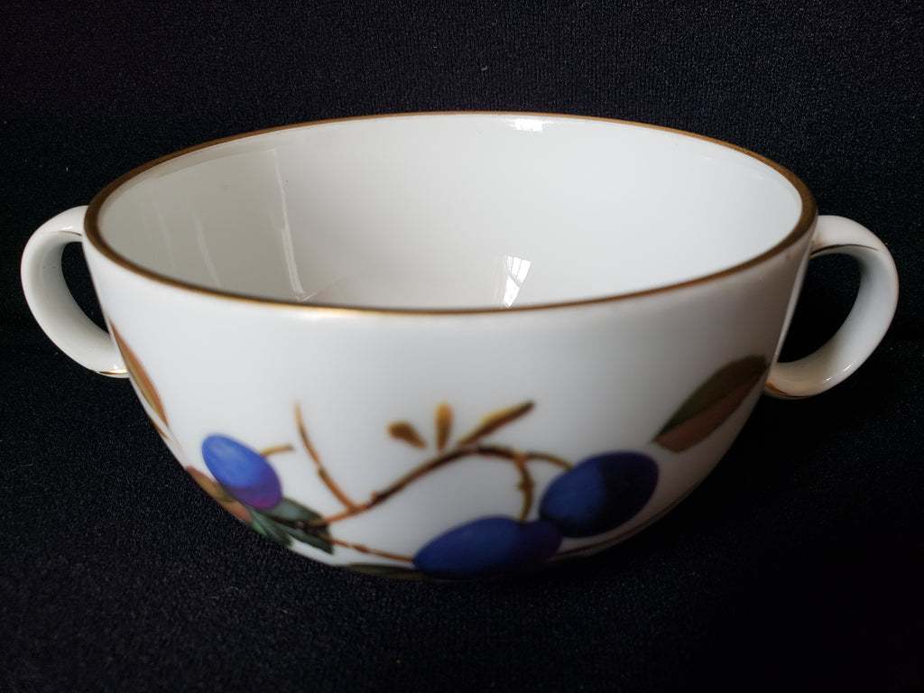 Vintage Royal Worcester Evesham Two Handle Bouillon Cup with Saucer (lot 2079)
