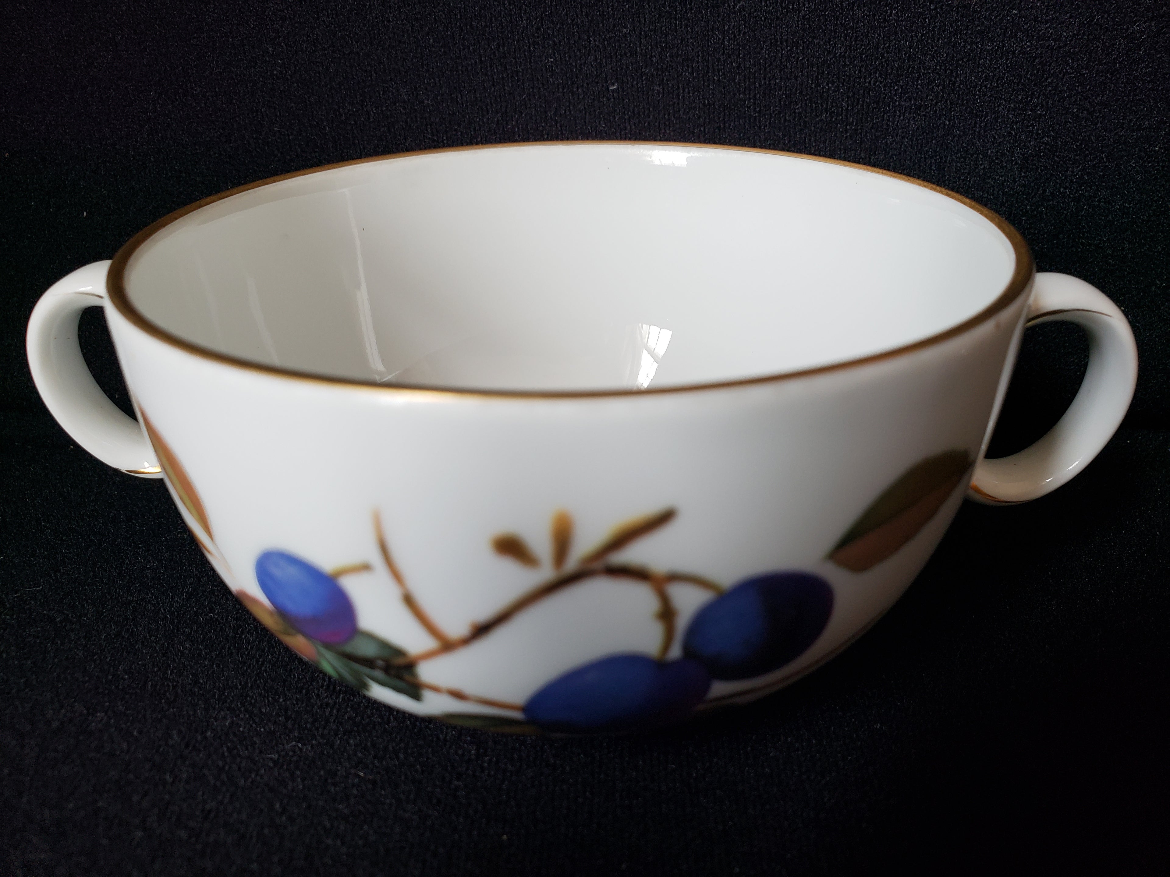 Vintage Royal Worcester Evesham Two Handle Bouillon Cup with Saucer (lot 2079)