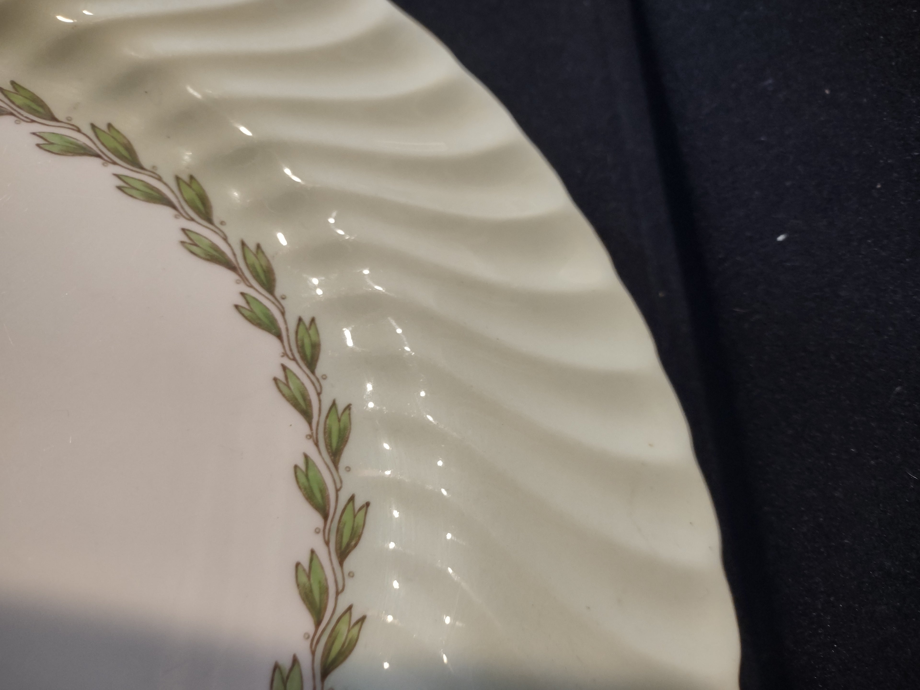 Vintage Minton Cheviot Green Dinner Plate Green Gold Fluted Edge X 2 (Lot 5444)