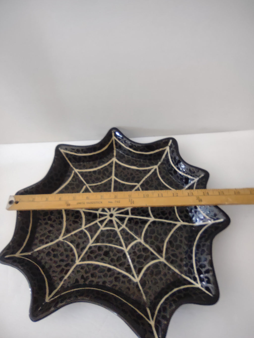 Halloween Spider Web Shaped Chip N Dip Black Serving Tray 16" (Lot 3027t)