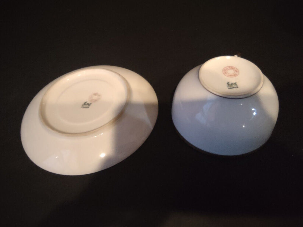 GDA Limoges France Porcelain Cup & Saucer White Gold Trim (lot 683)