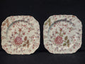 Vintage Dessert Plate x 2 Rose Chintz Johnson Bros Red Stamp (lot 5691)