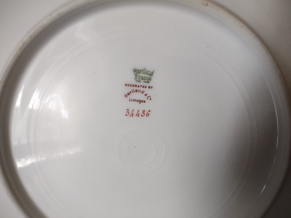 Haviland Limoges Red Rose Garland Cream Dinner Plate 9-3/4" (lot 356)
