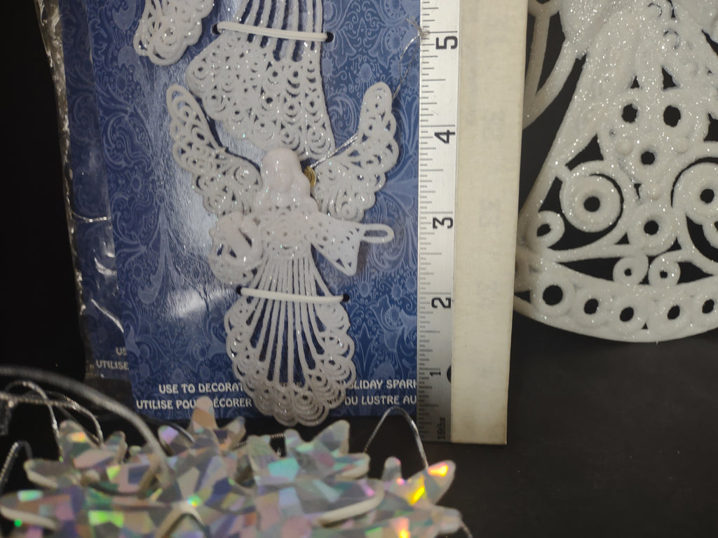 Set Christmas Ornaments Angel Snowflake Santa's Secret Holographic (lot 1754)