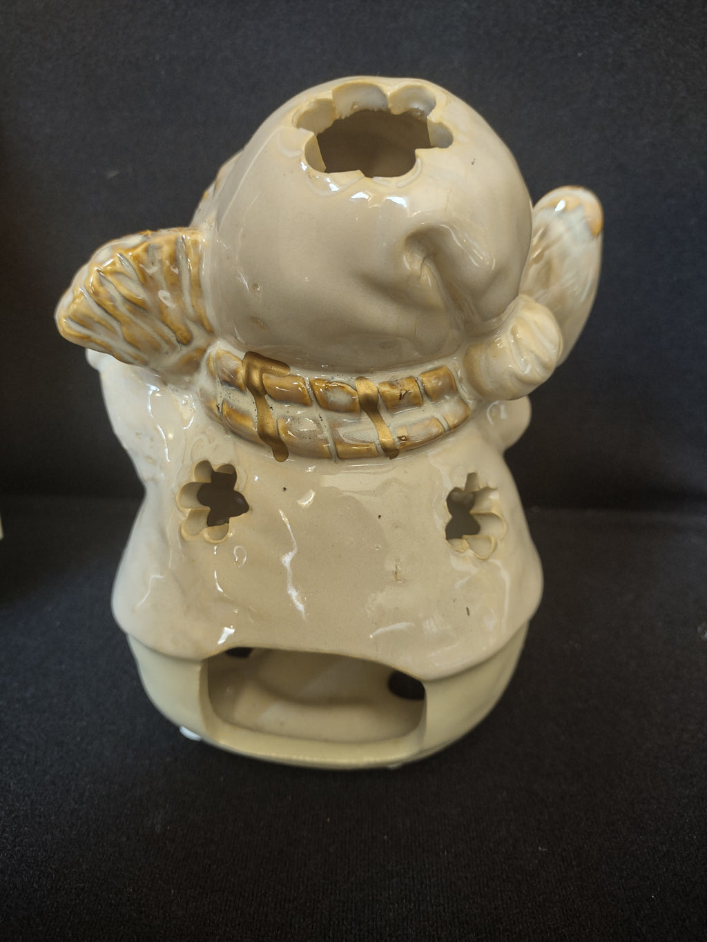 Set of 2 Tealight Holder Ceramic Christmas Snowman (lot 1705)