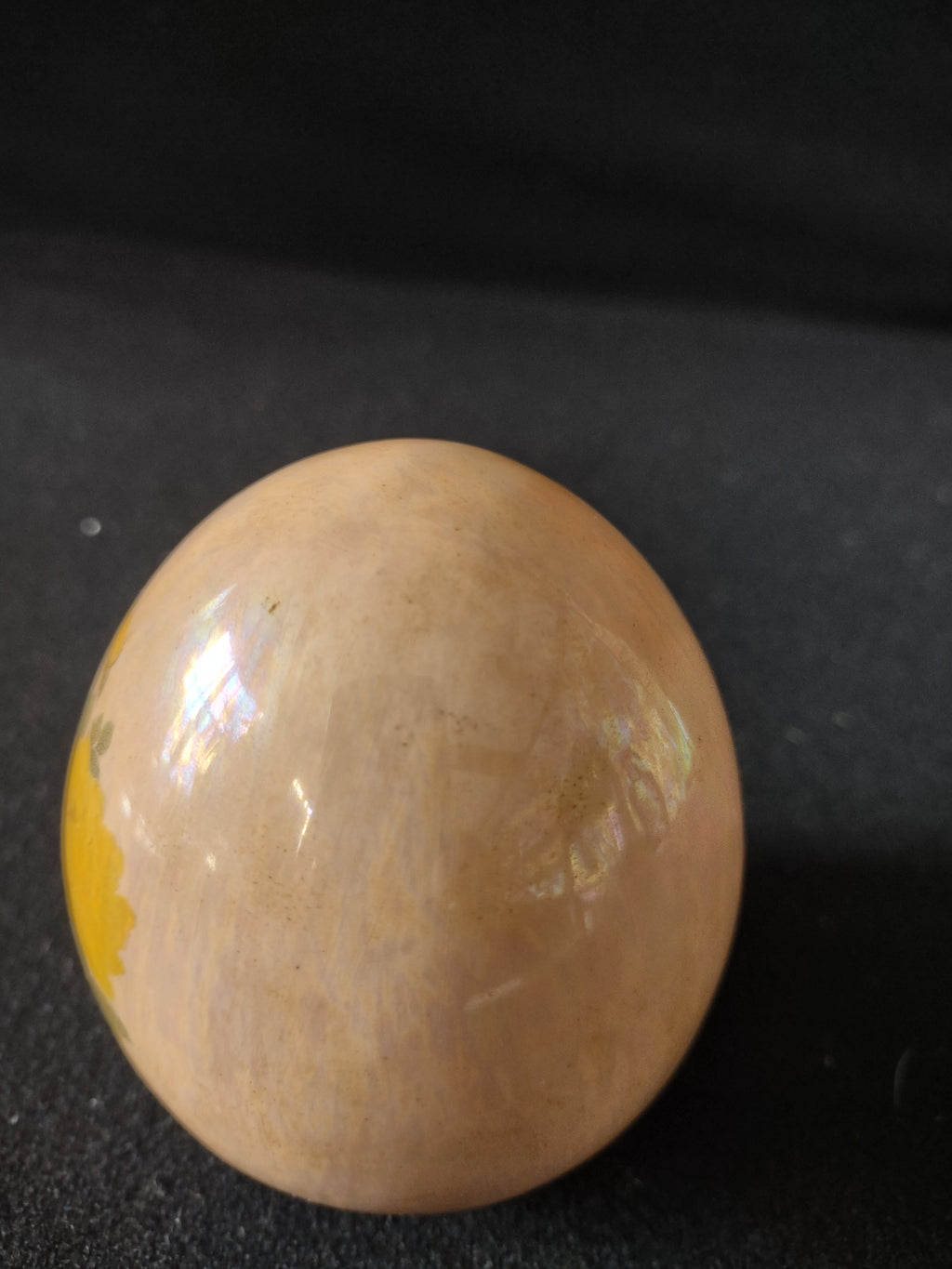 Vintage Hand Painted Ceramic Easter Egg Yellow Rose 3" tall (Lot5067)