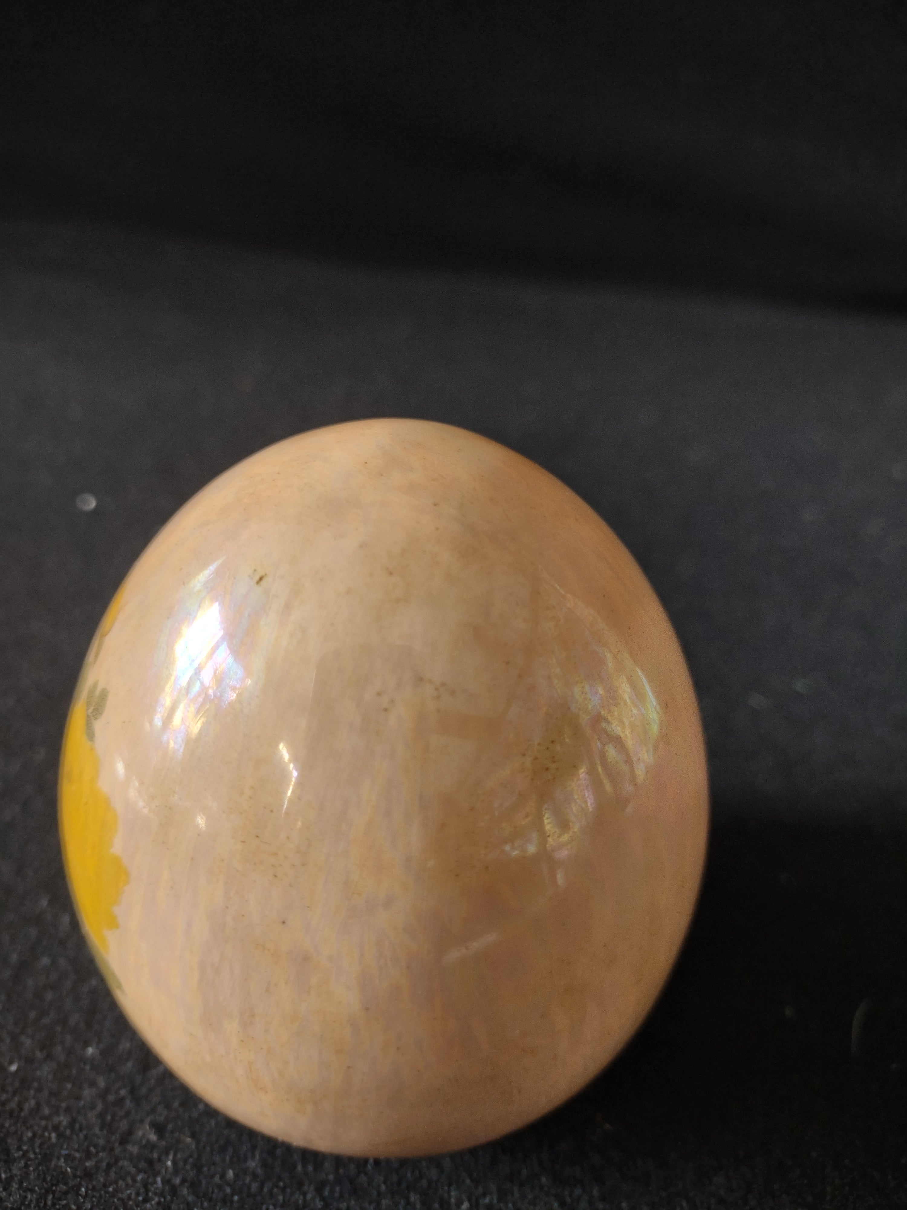 Vintage Hand Painted Ceramic Easter Egg Yellow Rose 3" tall (Lot5067)