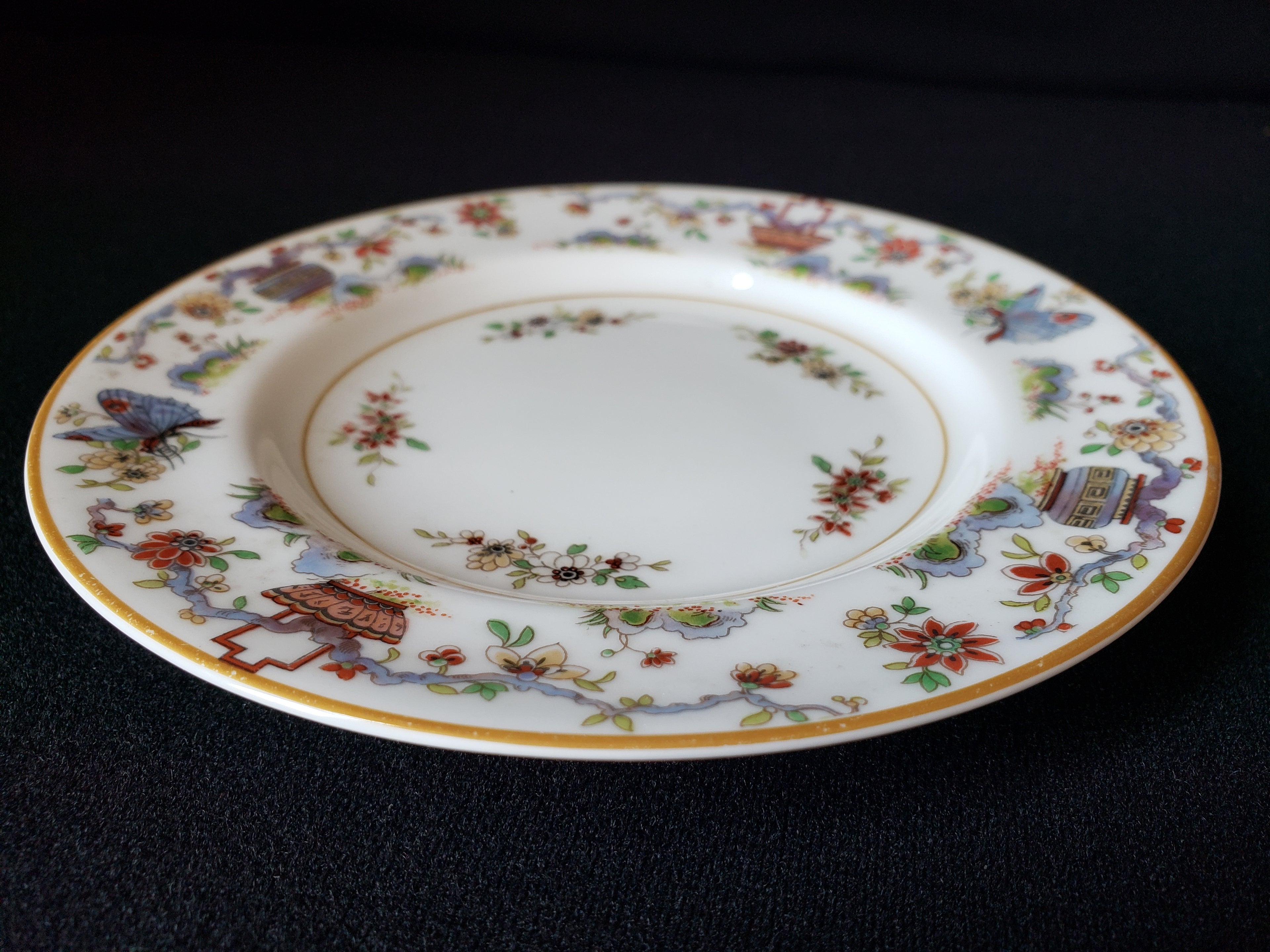 Vintage Royal Worcester Black Higgins Seiter Butterfly Bread Plate 6" (lot 2117)