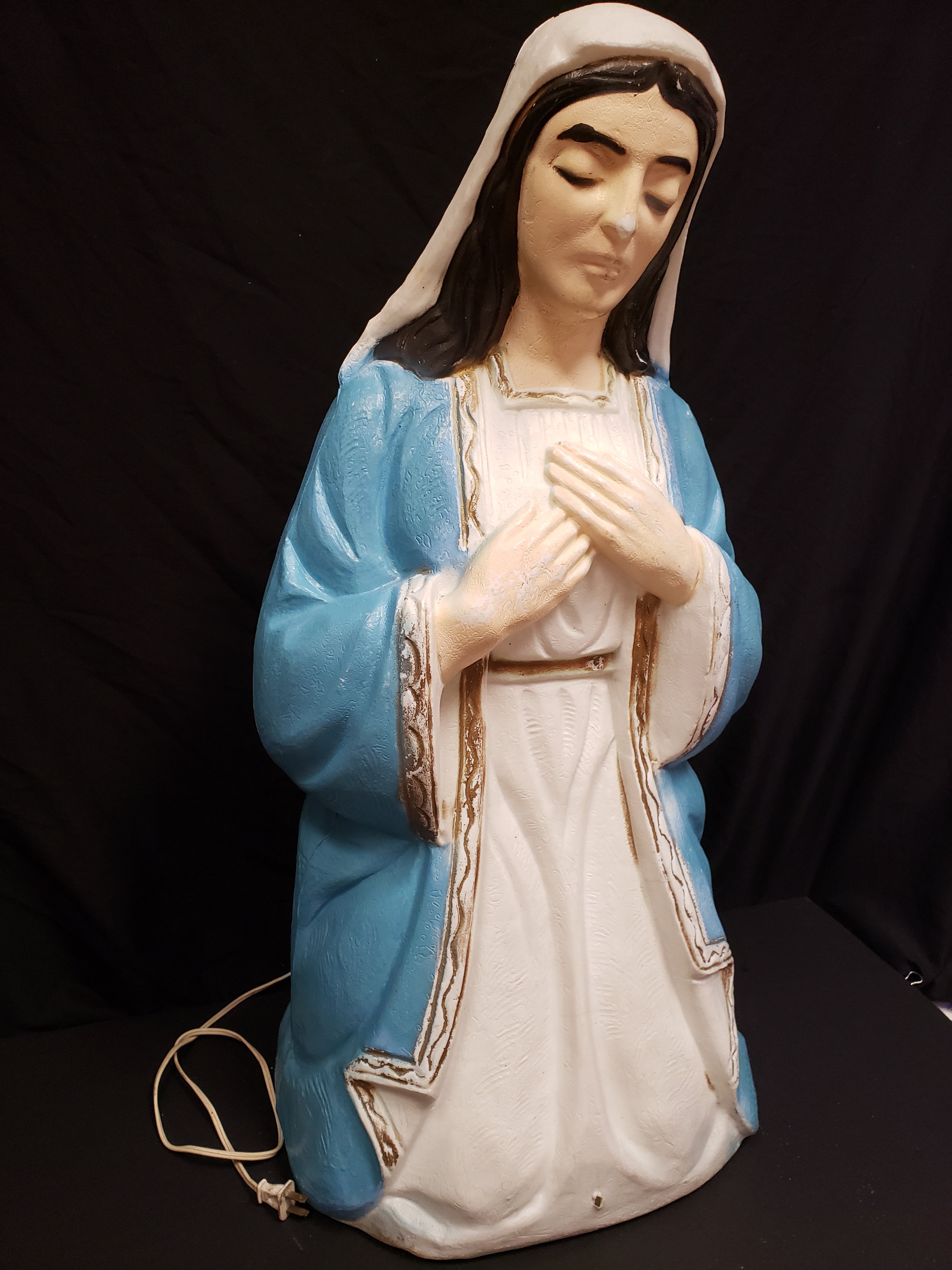 Vintage Christmas Outdoor Blow Mold Nativity Mary Figurine 32" (lot 2242)