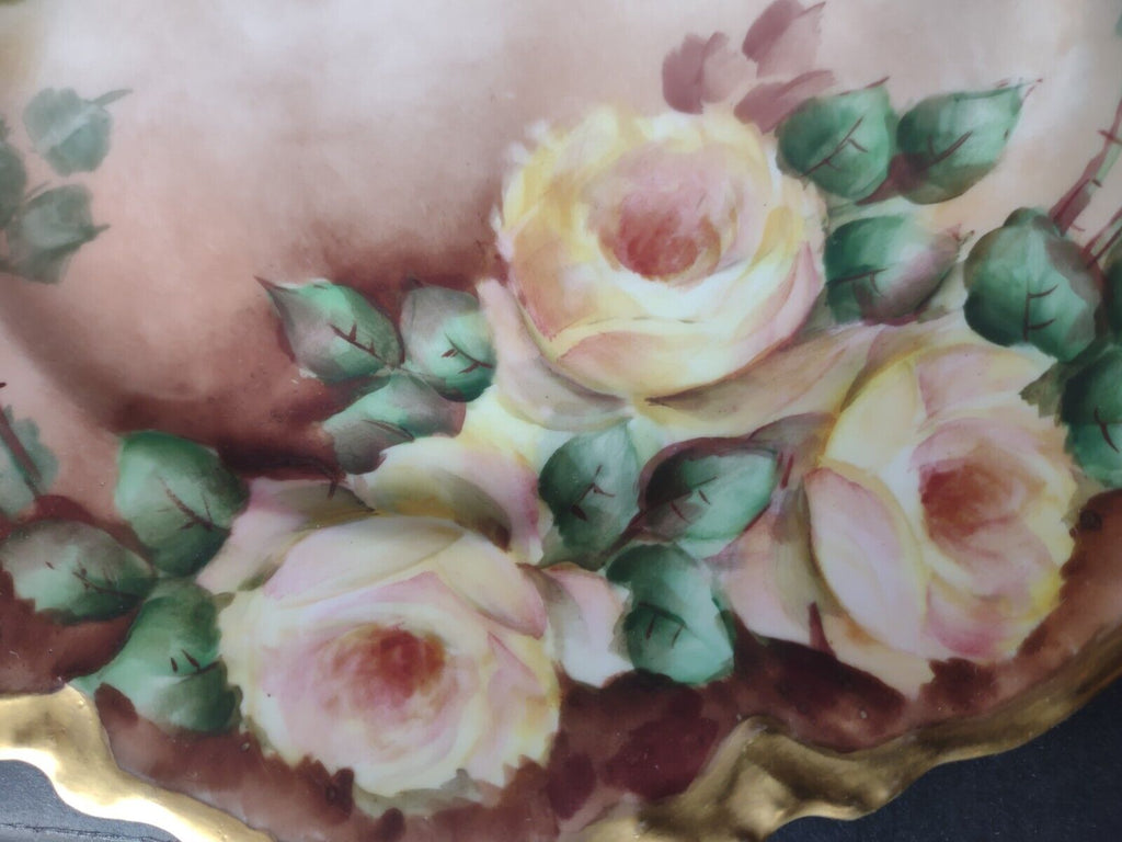Haviland Limoges Heavy Gold Trim White Yellow Rose Cabinet Plate 8-1/2" (lot 473
