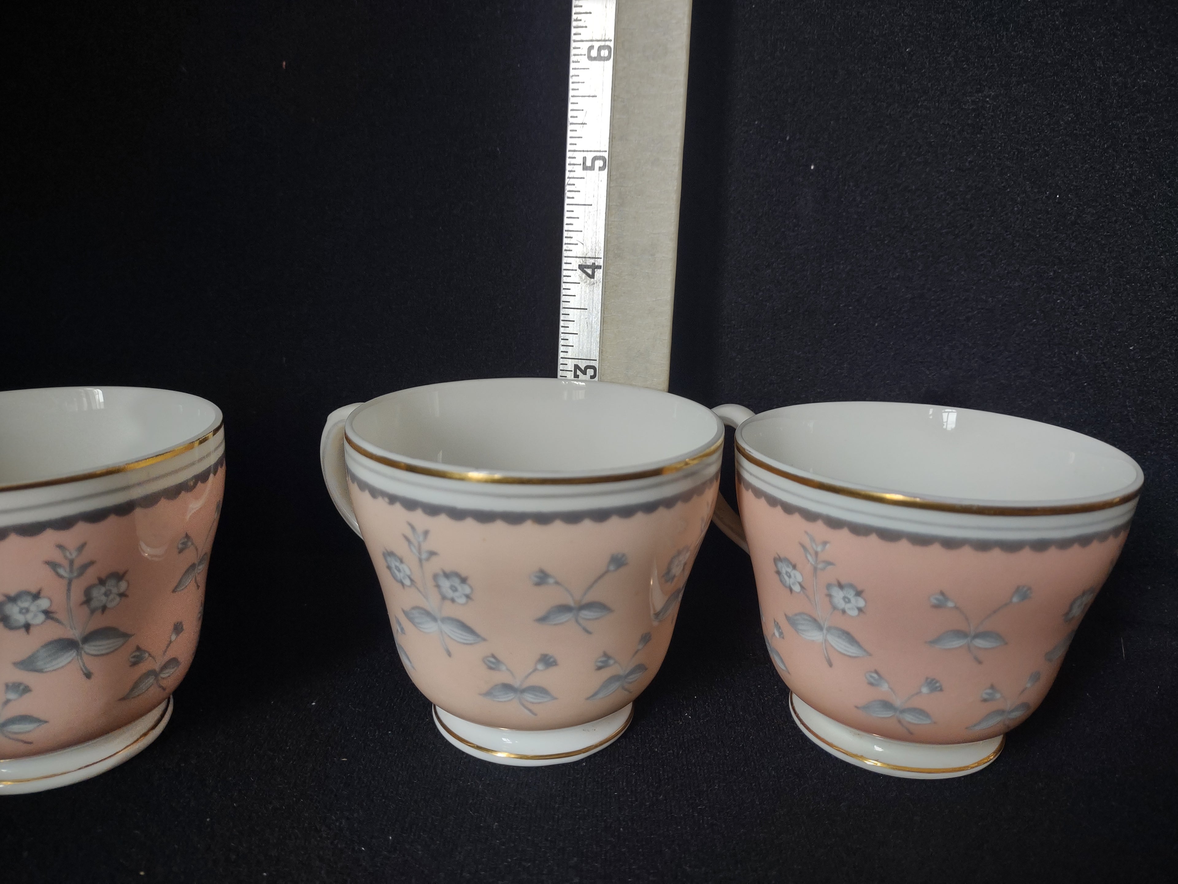 Wedgwood Pimpernel Pink Set of 3 Teacup ONLY Brown Stamp (lot 2767)