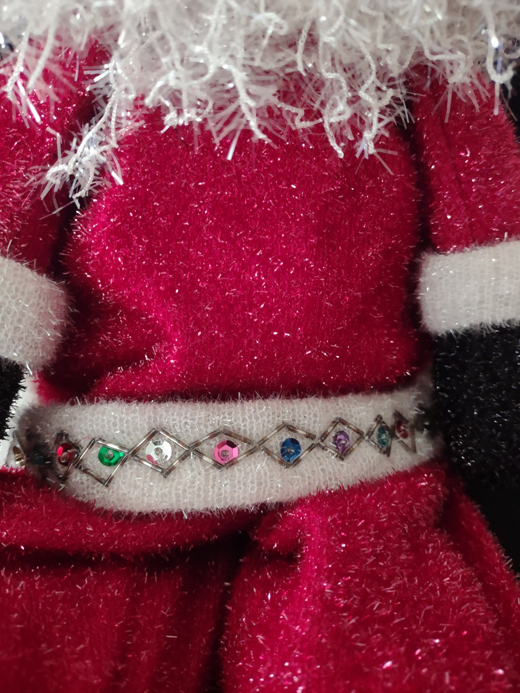 Vintage Christmas Shelf Sitter Santa Claus Weighted Sparkly Plush (Lot 4081)