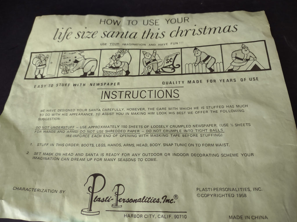 Vintage Christmas Plasti-Personalities Life Size Santa (lot 1346)