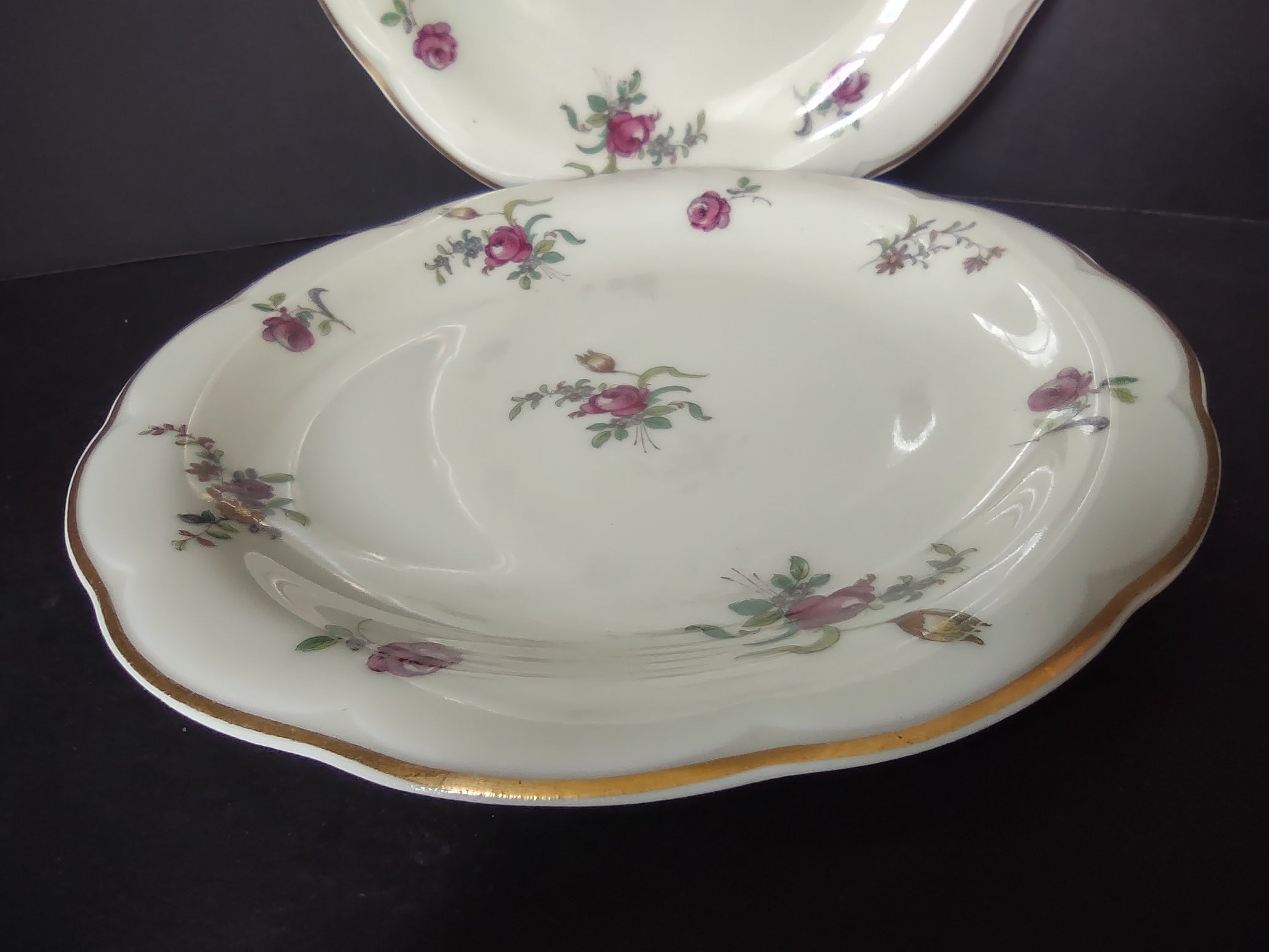 Haviland Limoges 2 x Dessert/Salad Plate Peony Flower Cream Color (lot 927)