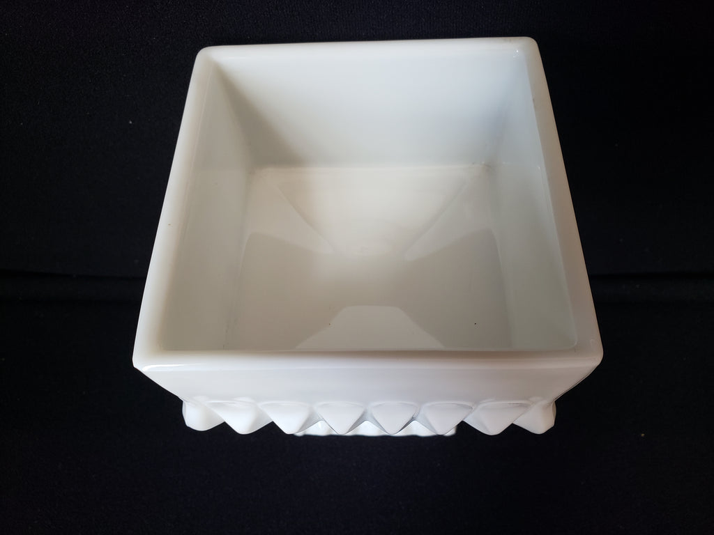 Vintage Milk Glass Footed Square Dish (lot 2218)