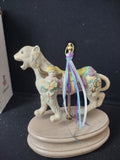 Vintage Christmas Musical Animal Carousel Plays Waltz Hand Painted Porcelain (lot 2380)