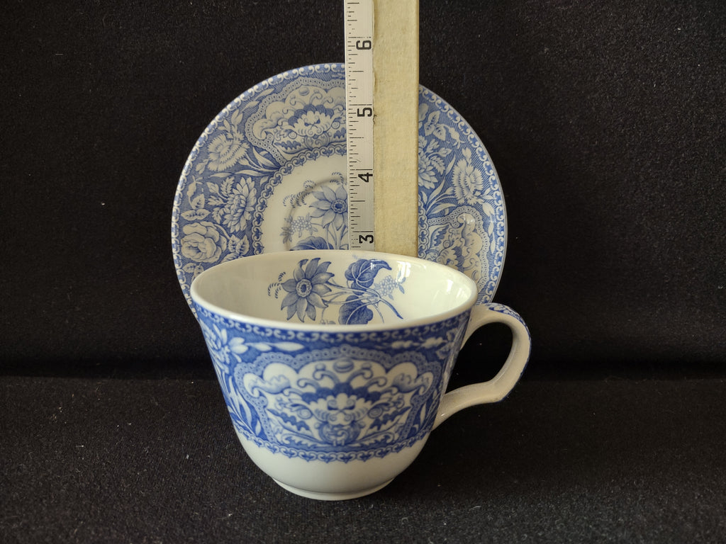 Spode Blue & White Room Teacup Floral Vintage English Transferware (lot 5846)
