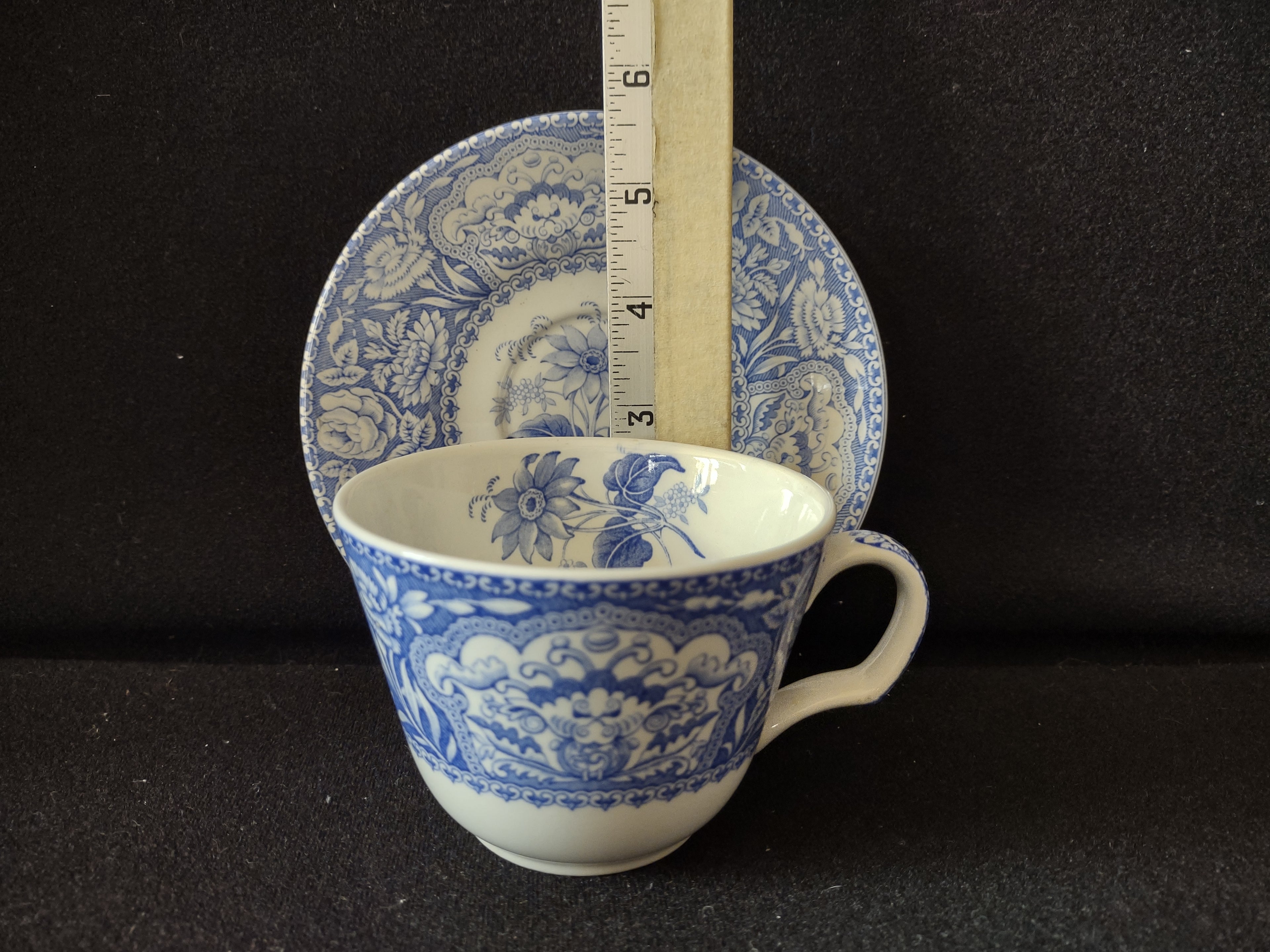 Spode Blue & White Room Teacup Floral Vintage English Transferware (lot 5846)