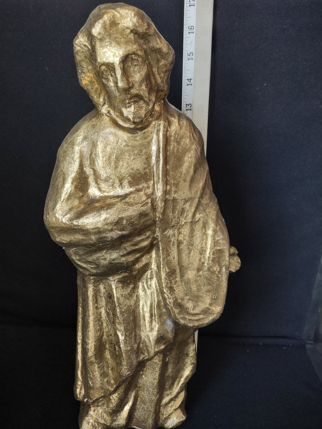 Christmas Paper Mache Joseph Mary Baby Nativity Golden Color 16" (lot 2183)