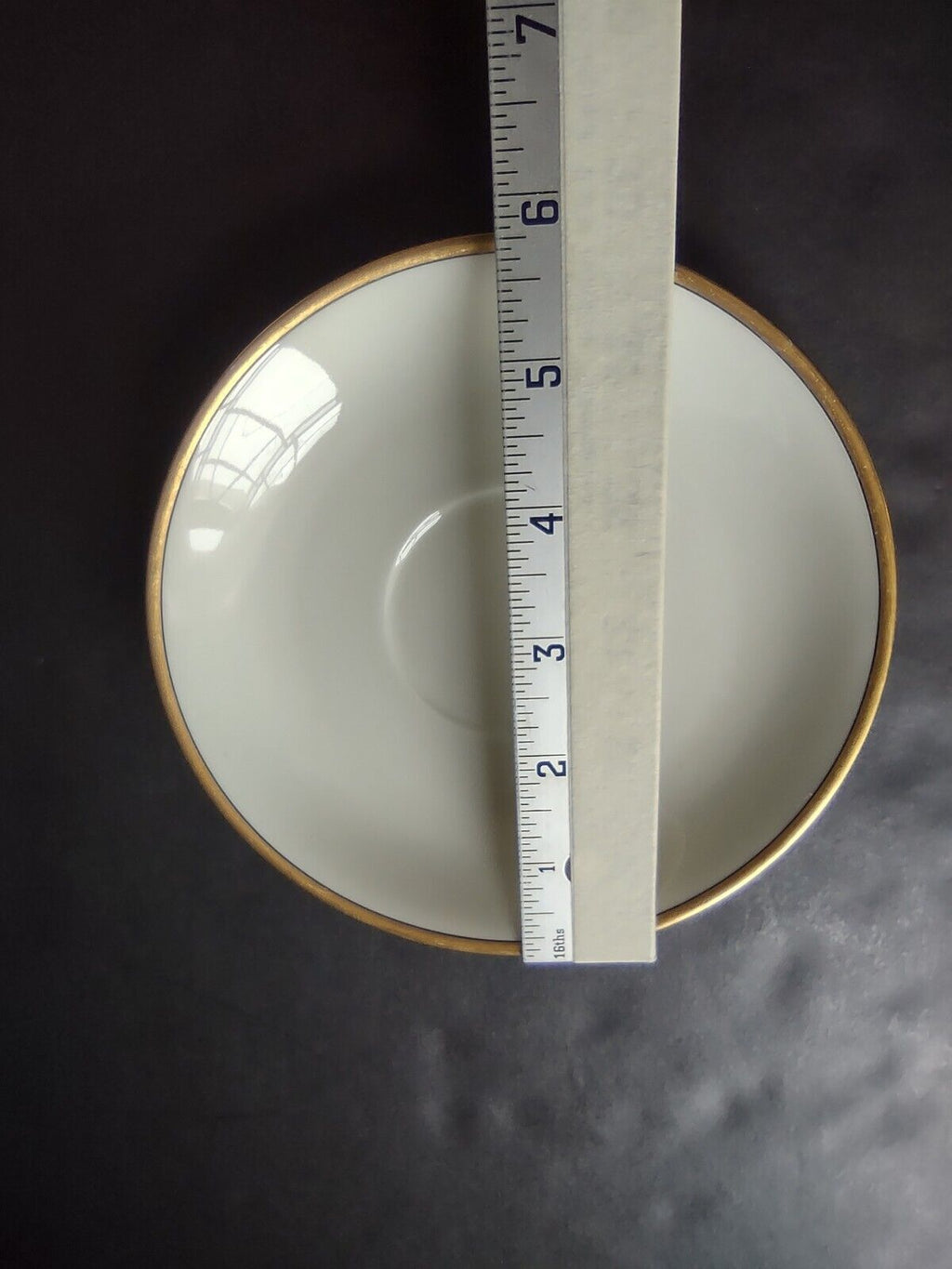 Haviland Limoges France Black & Gold Trim White 3-3/4" Teacup & Saucer (lot 676)