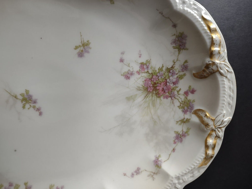 Haviland Limoges Gold Bows Purple Flowers Serving Platter 15-1/2" (lot 341)