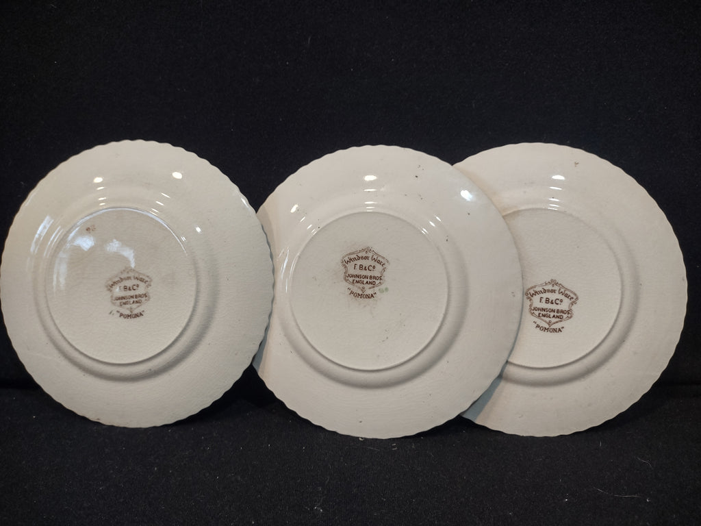 Vintage Johnson Pomona Windsor Ware Small Plate x 3 England Ironstone (lot 5610)