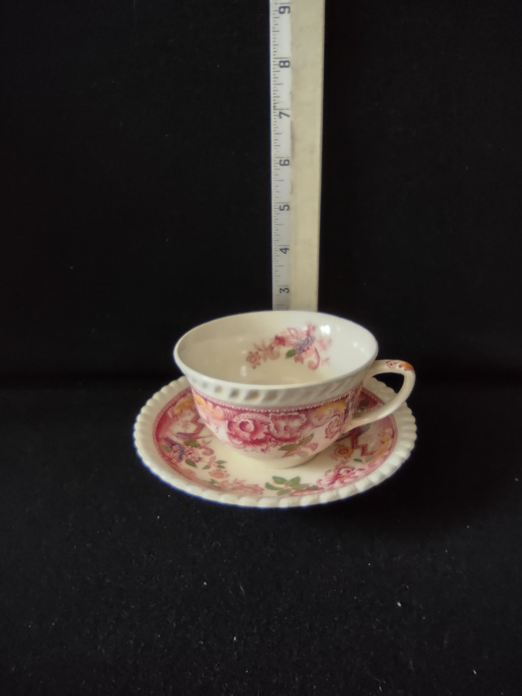 Vintage Johnson Teacup Saucer Ironstone Devonshire Pink x 3 IMPERFECT (lot5670)