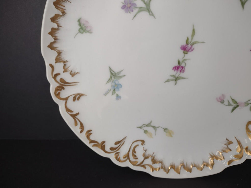 Set 3 JP France Plate Relief Molded Scrollwork Guild Gold Edge Luncheon (lot 358