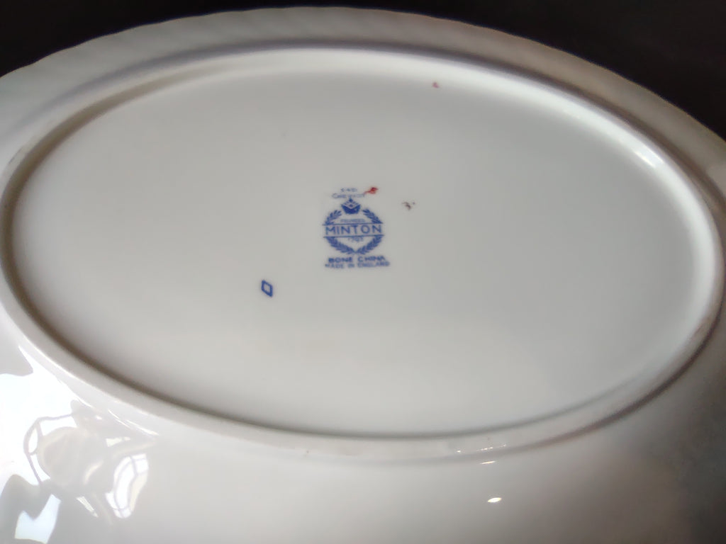 Set of 2 Minton English Bone China Blue Cheviot Platter 12" x 9-1/2" (lot 2613)