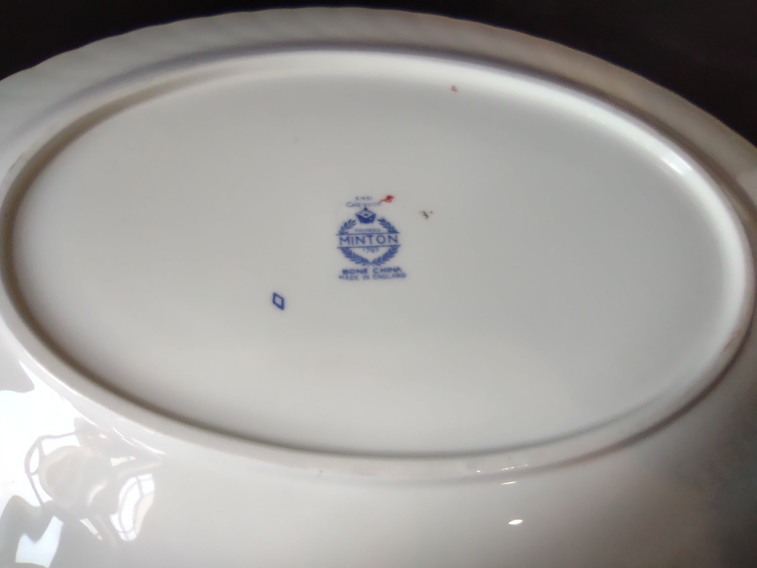 Set of 2 Minton English Bone China Blue Cheviot Platter 12" x 9-1/2" (lot 2613)