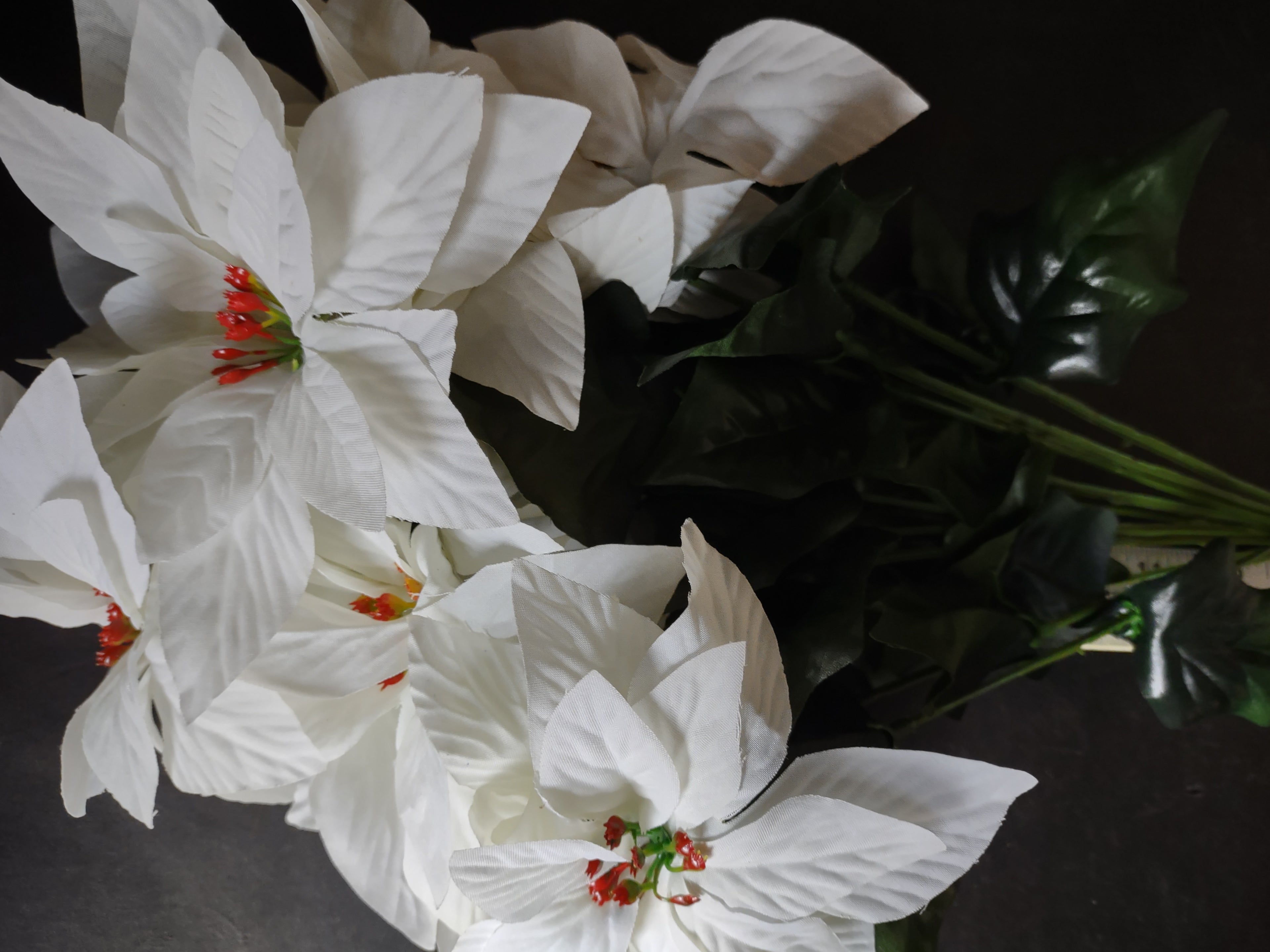 Christmas Lot Artificial Flower Poinsettia White 12 stems 17" Long (Lot 3342)