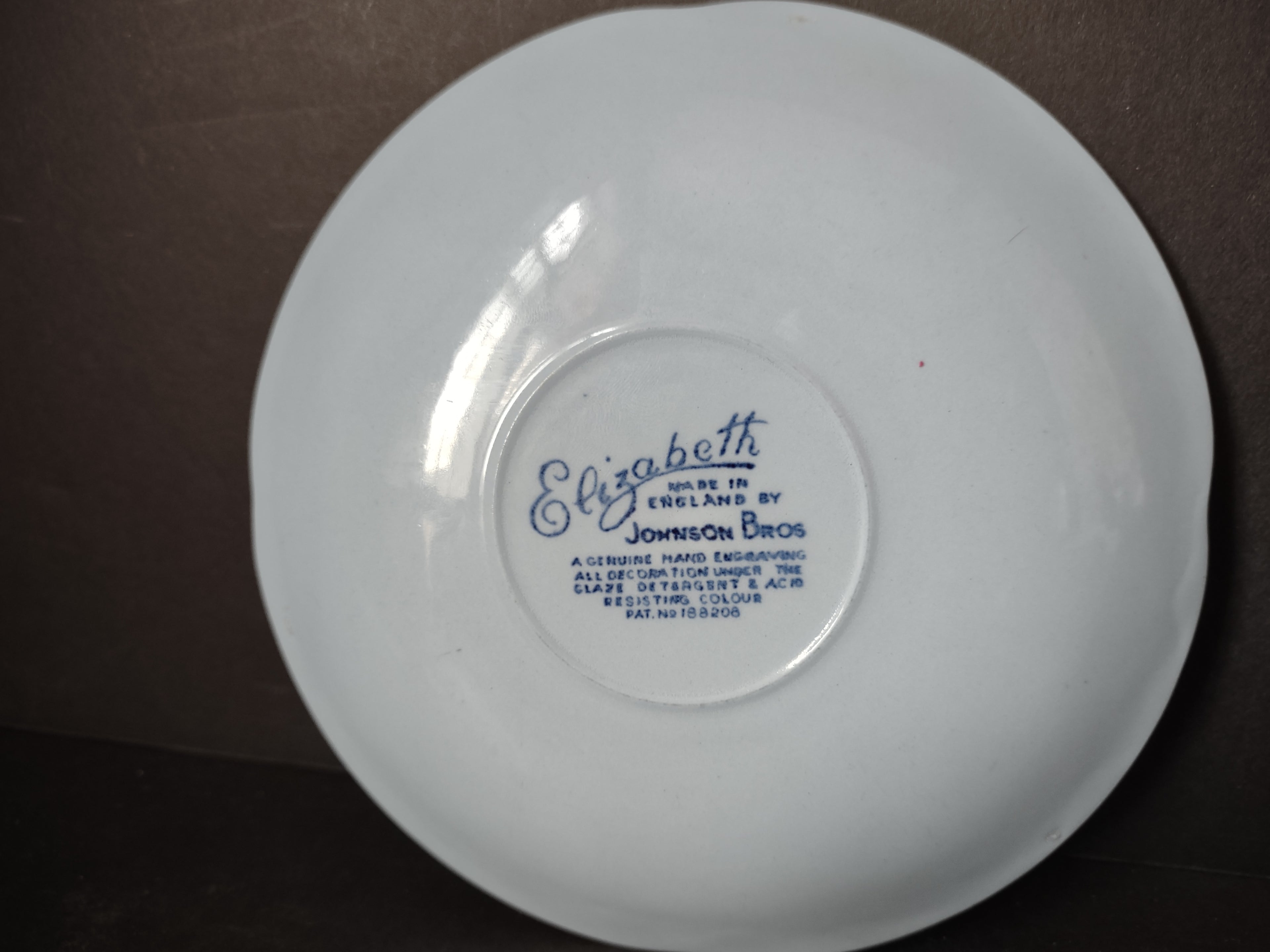 Vintage Ironstone Elizabeth Blue Johnson Bros Saucer (lot 5555)