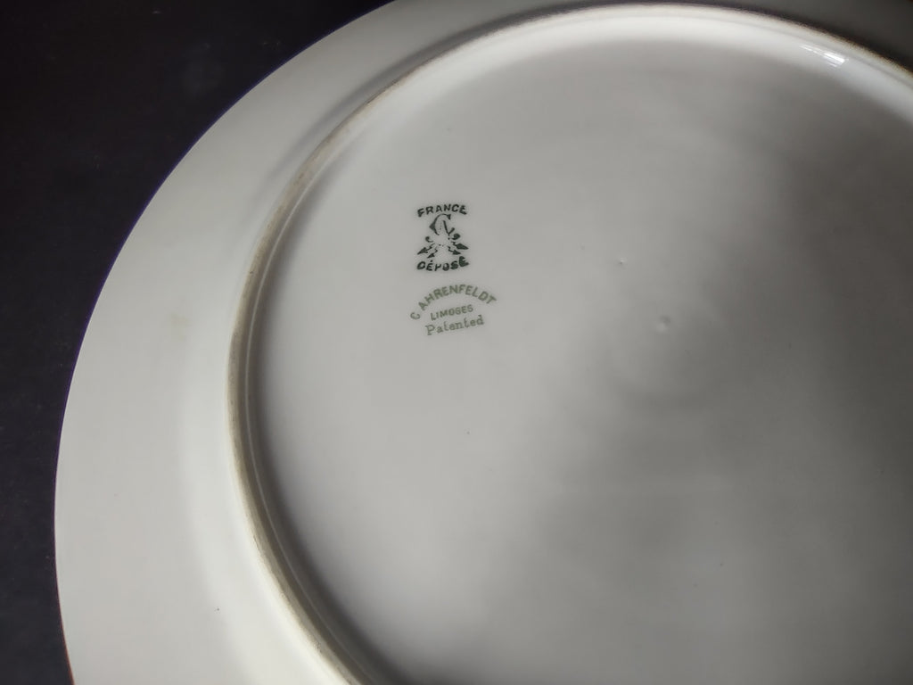 Depose Ahrenfeldt Limoges Dinner Dessert Bread Plate Pink Yellow Rose Gold (861)