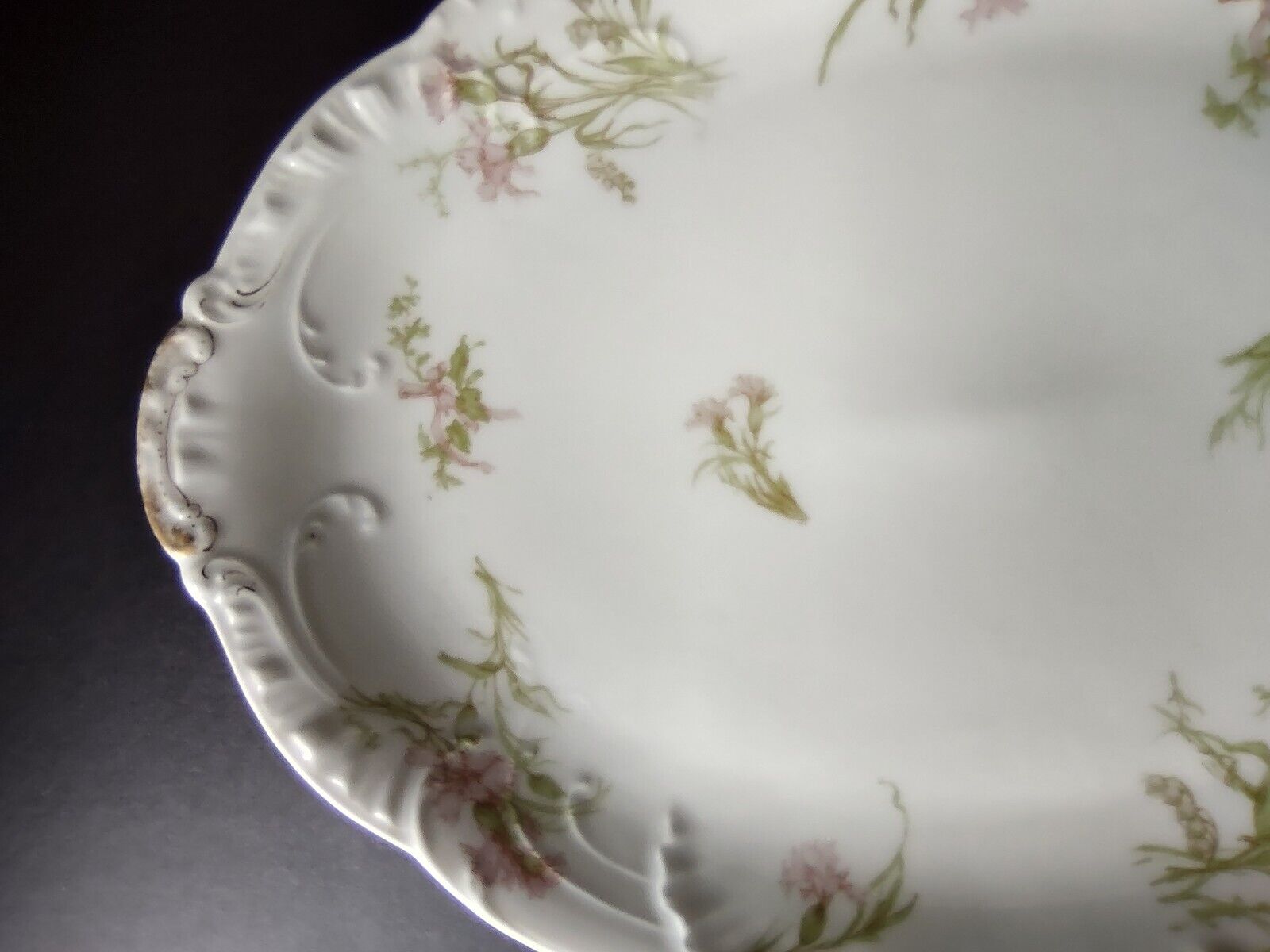 Haviland Limoges Gold Handle Carnation Serving Platter 15-1/2" (lot 340)
