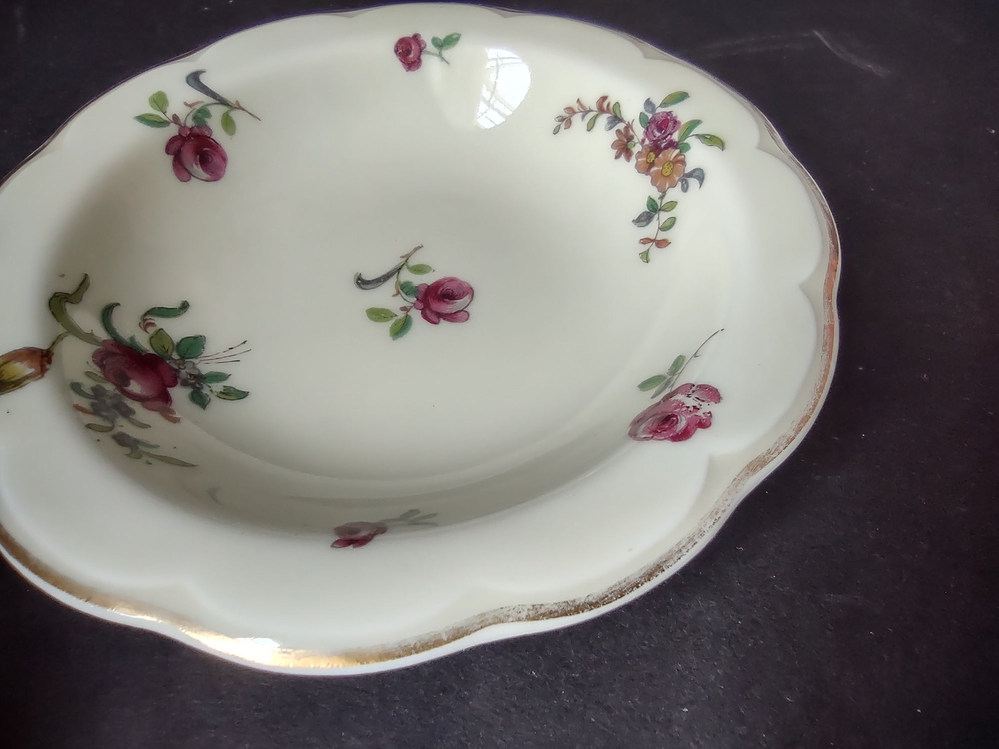 Haviland Limoges 6 x Small 5" Cranberry Bowl Peony Flower Cream Color (lot 924)