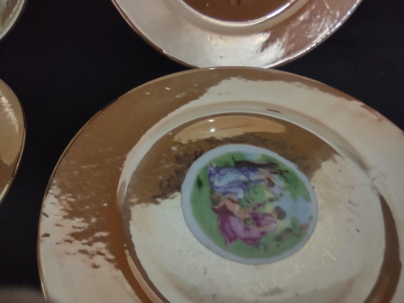Set of 6 Japan Handpainted Lusterware Plates 7-1/4" (lot 477