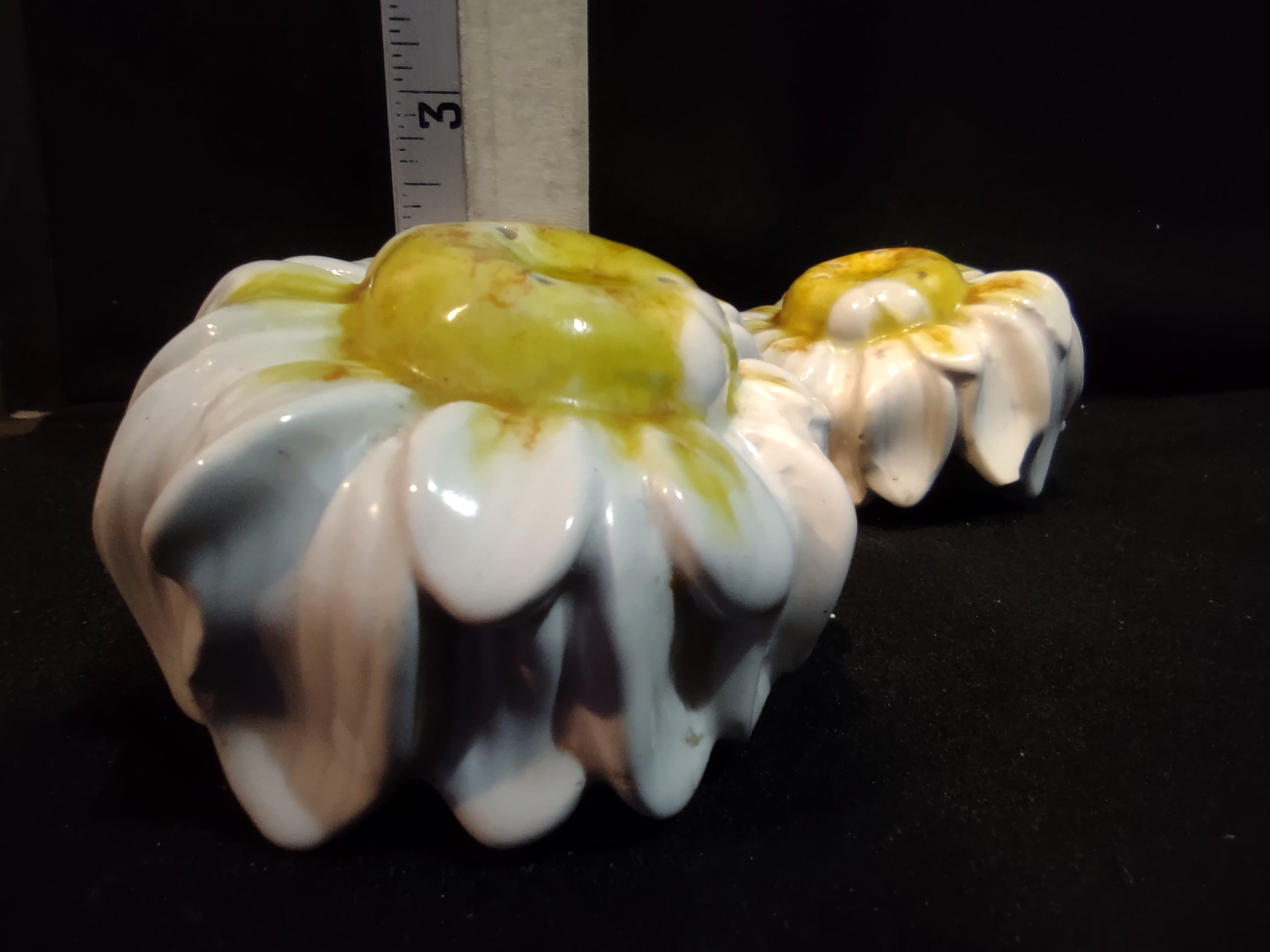 Vintage Salt and Pepper Shaker Ceramic Daisy Made in Italy (lot 5376)