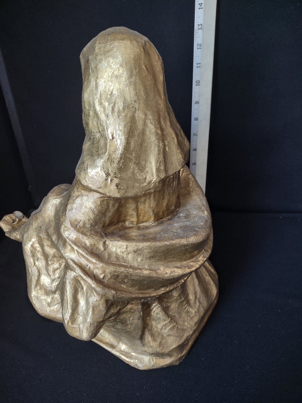 Christmas Paper Mache Joseph Mary Baby Nativity Golden Color 16" (lot 2183)