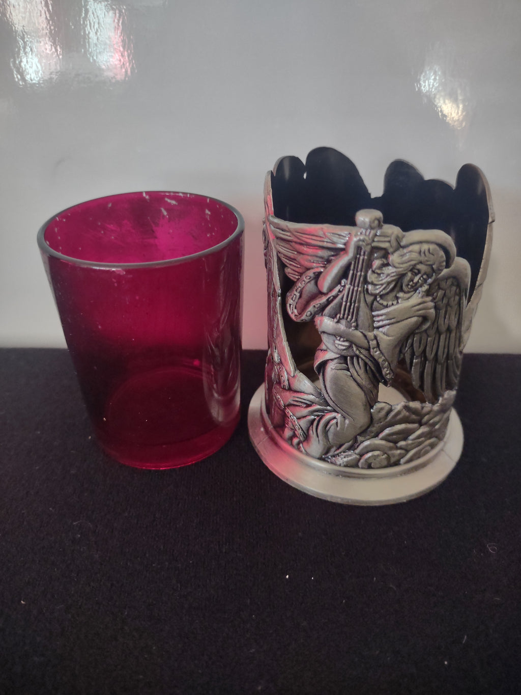 Christmas Holiday Pewter Tea Light Holder 2 Angel 1 Snowman (Lot 4565)