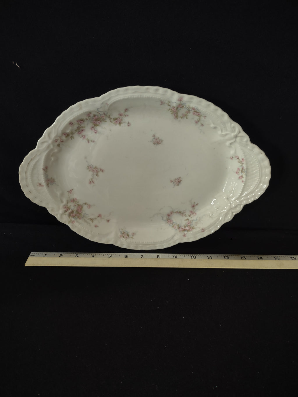 Antique Theodore Haviland Limoges Pink Floral Oval Serving Platter (Lot 3867)