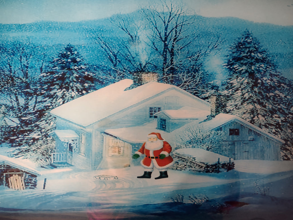 Vintage Lighted Picture Santa Christmas Winter Snow Wind Sound Effect [3174]