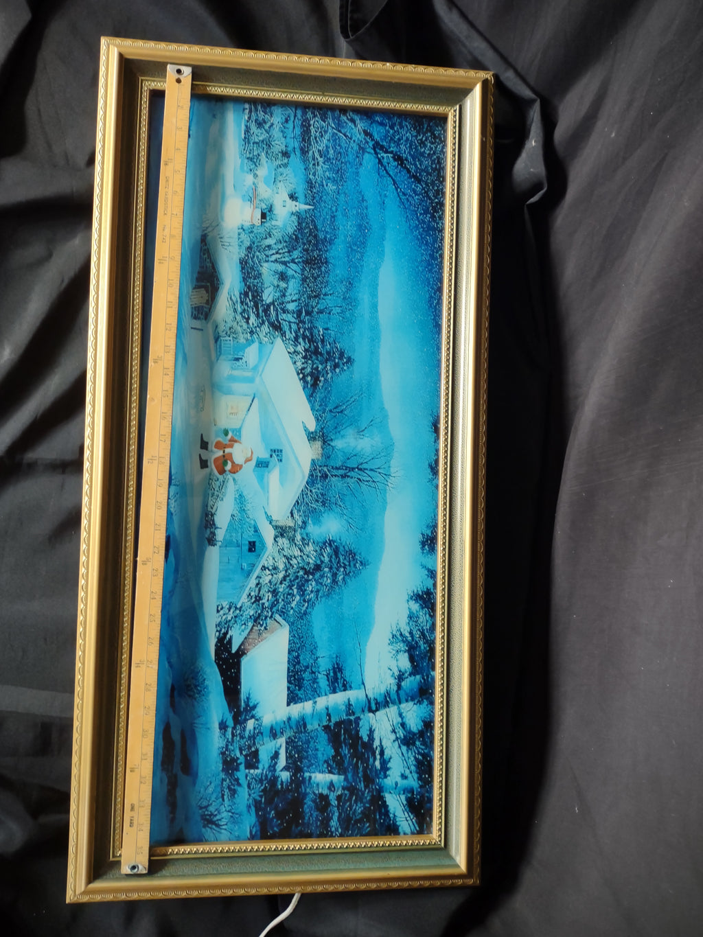 Vintage Lighted Picture Santa Christmas Winter Snow Wind Sound Effect [3174]