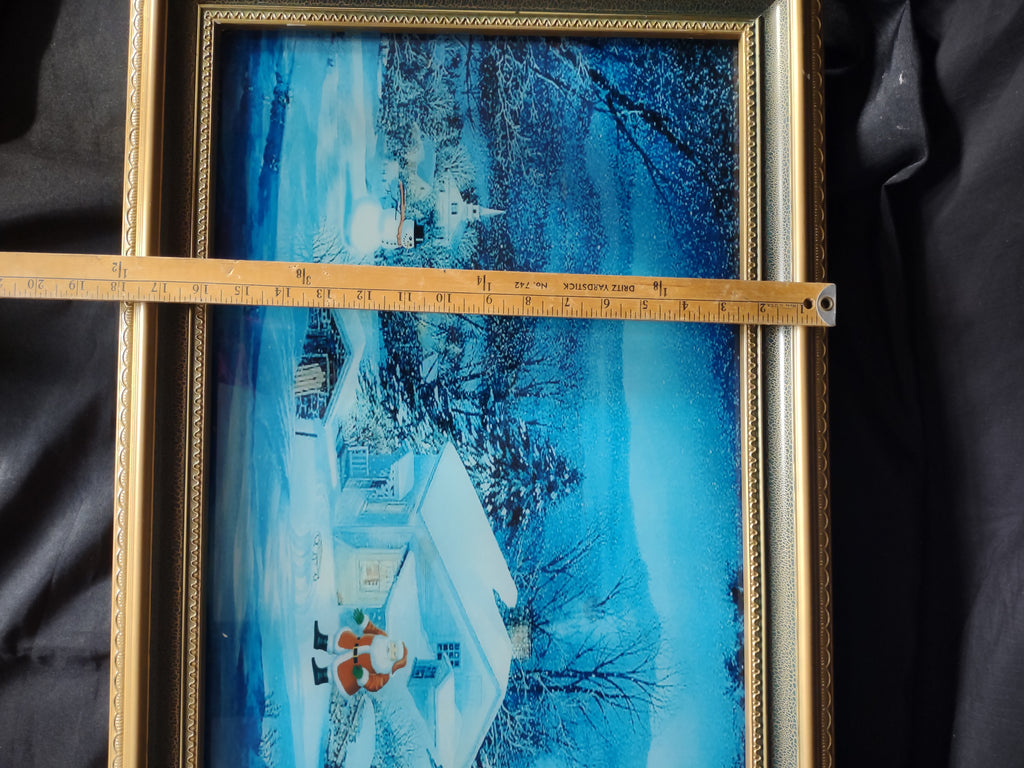 Vintage Lighted Picture Santa Christmas Winter Snow Wind Sound Effect [3174]