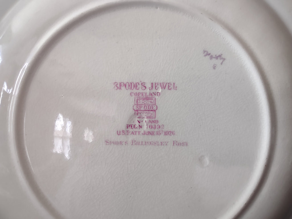 Vintage Spode Jewel Copeland Billingsley Rose Red Stamp Plate [5850]
