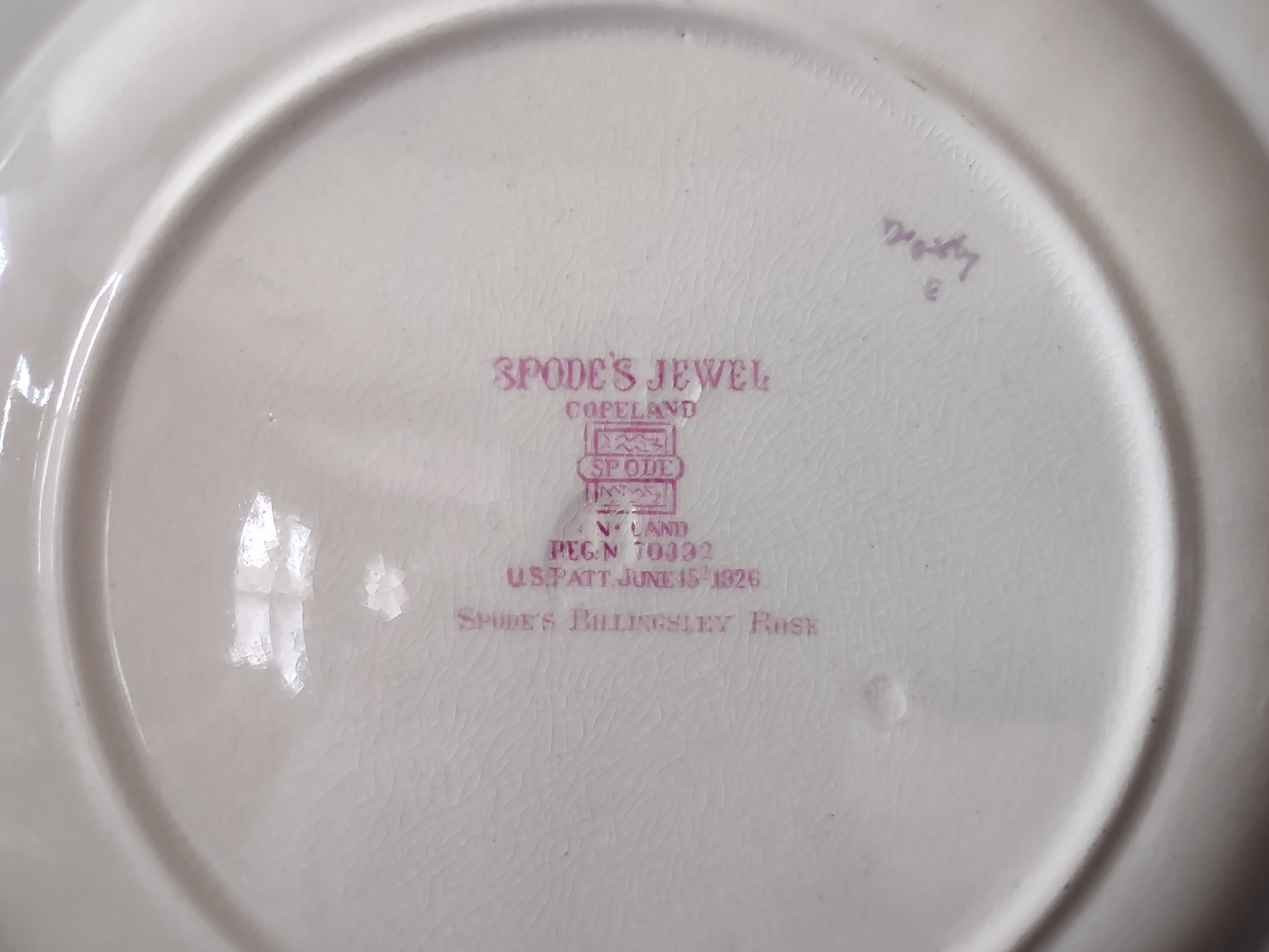Vintage Spode Jewel Copeland Billingsley Rose Red Stamp Plate [5850]