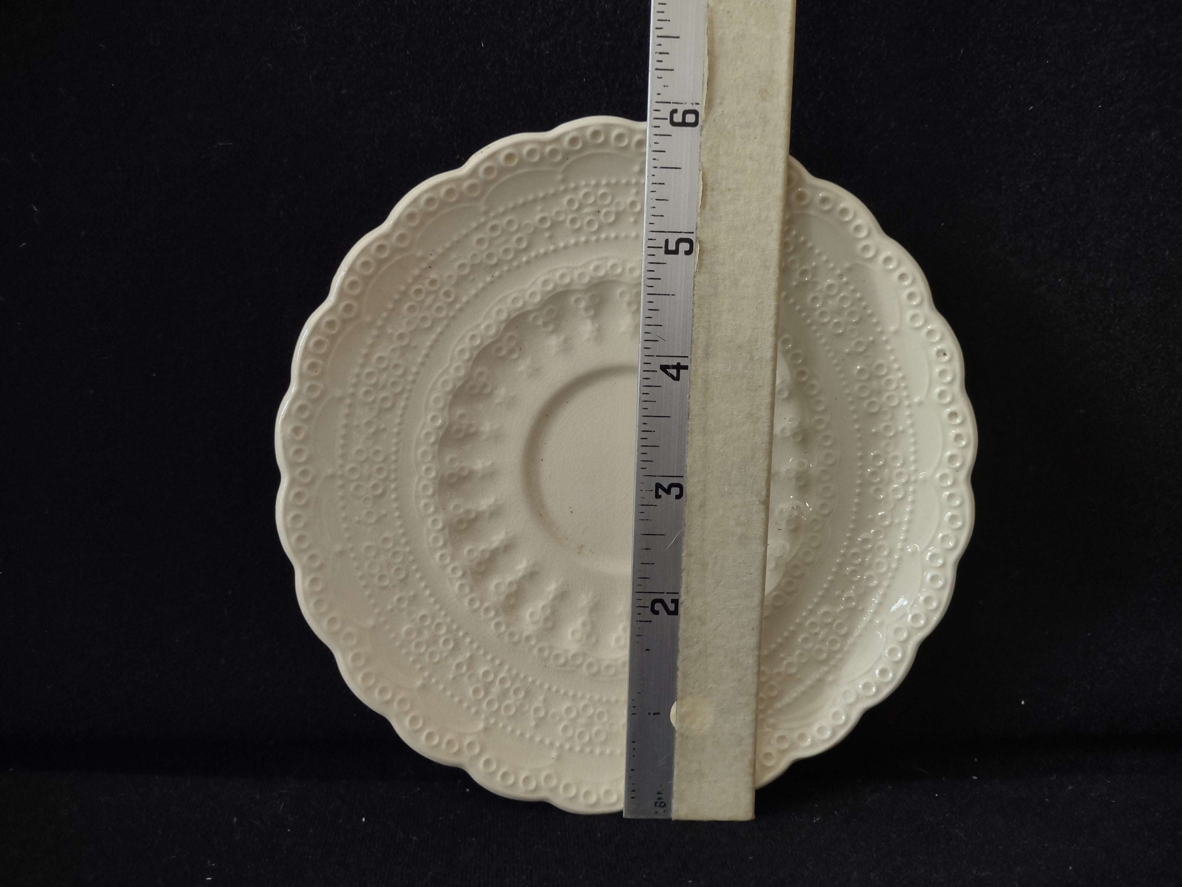 Vintage Spode's Jewel Embossed Cream Saucer Scalloped Edge Cottagecore [5858]