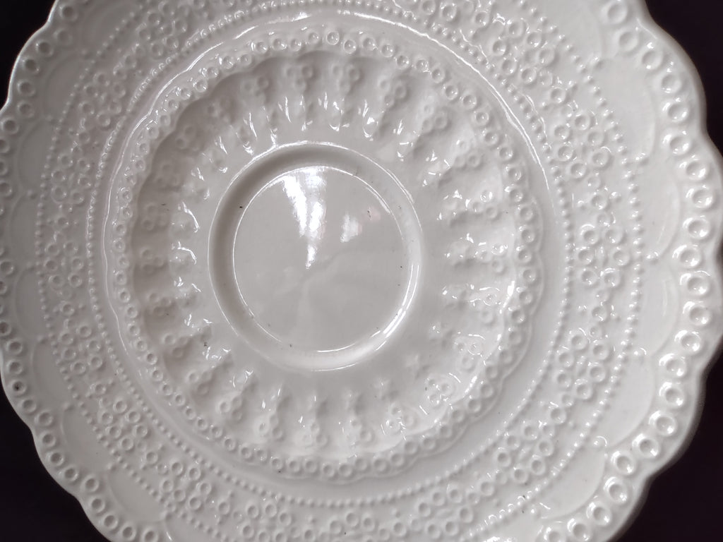 Vintage Spode's Jewel Embossed Cream Saucer Scalloped Edge Cottagecore [5858]