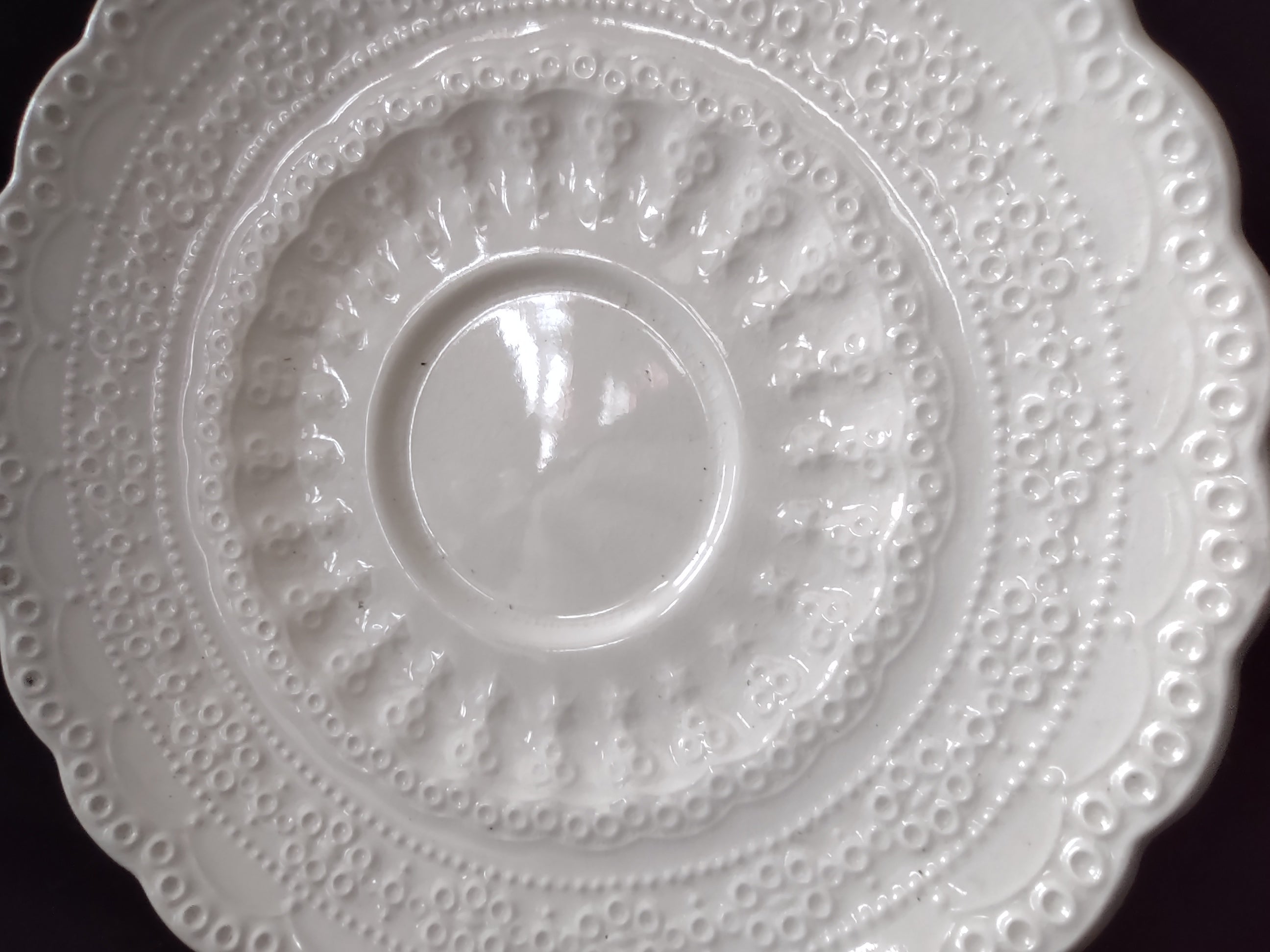 Vintage Spode's Jewel Embossed Cream Saucer Scalloped Edge Cottagecore [5858]